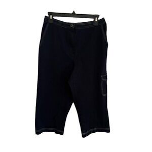 Alfred Dunner Petite 12P Navy Capri Pants With Pockets